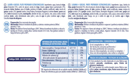 Lasaña de 5 quesos (1ud x 280g) - 5 Océanos