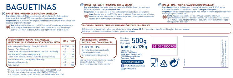 Baguetinas de Pan (bolsa de 4uds) - 5 Océanos