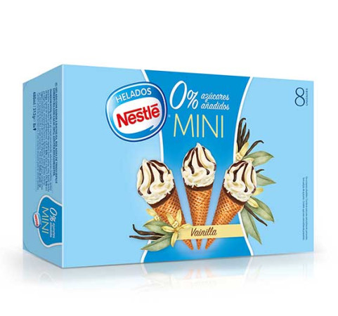 Miniconos Vainilla sin azúcar (pack de 8uds)
