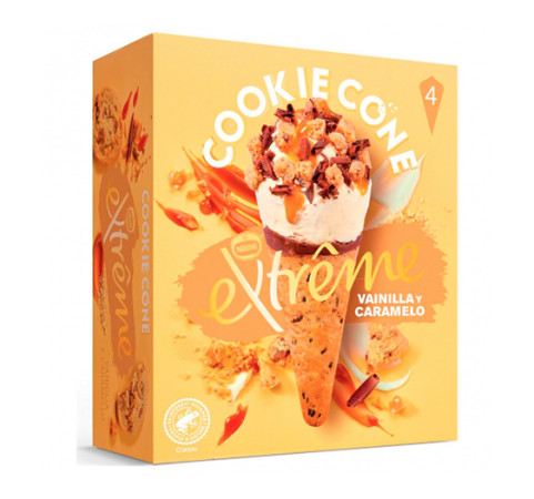 Cono Cookie Extreme Vainilla y Caramelo (pack de 4uds)