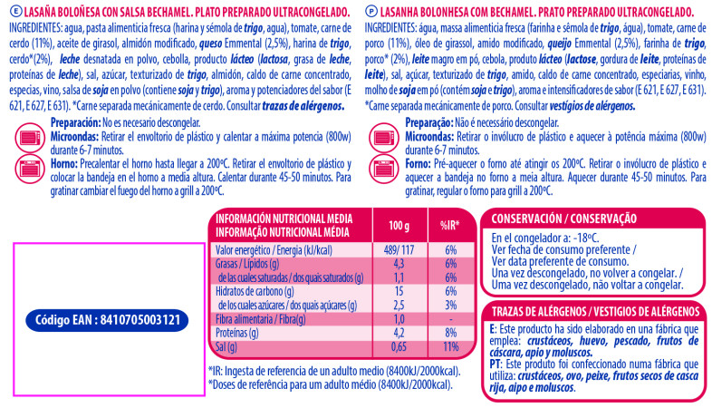 Lasaña de Carne (1ud x 300g)