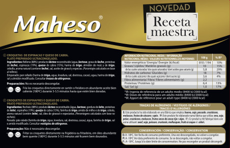 Croqueta de espinaca y queso de cabra (estuche de 280g)