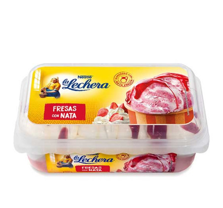 La Lechera Fresas con Nata (1ud x 900ml)